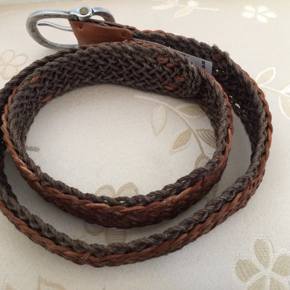 JOHN VARVATOS Mens ITALY Leather Braided Belt Silver Buckle Lt. Brown Sz 38 NEW - Picture 6 of 8